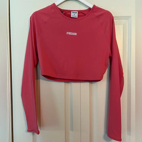 GYMSHARK TRAINING CROP LS TOP - SUNSET PINK. Size medium. - Picture 3 of 6